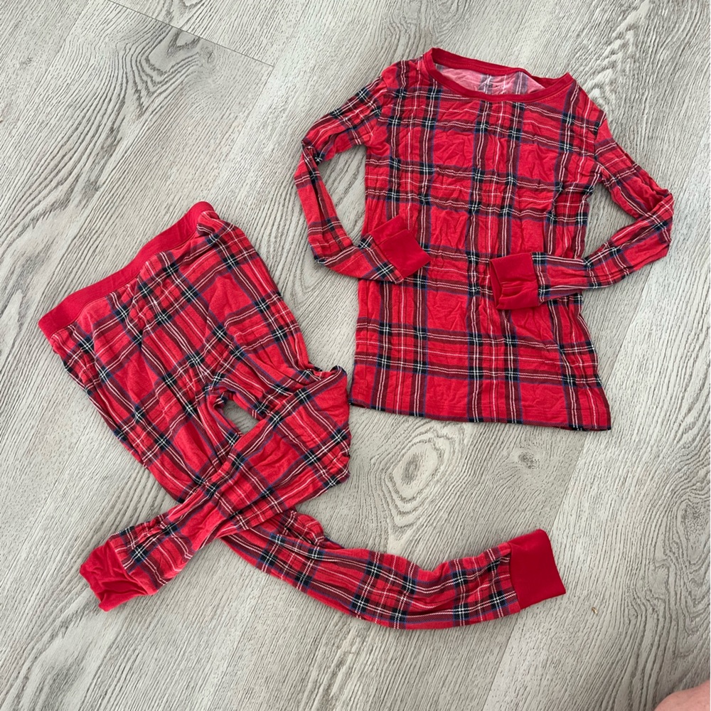 Little sleepies two piece, pajamas, red plaid 4T